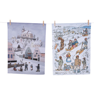 Utěrky s motivem Zima a Zimní zábavy