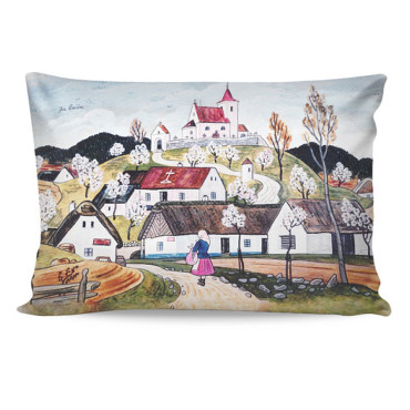 Luxusní povlak Jarní cestou do vsi 33x50cm 100% bavlna