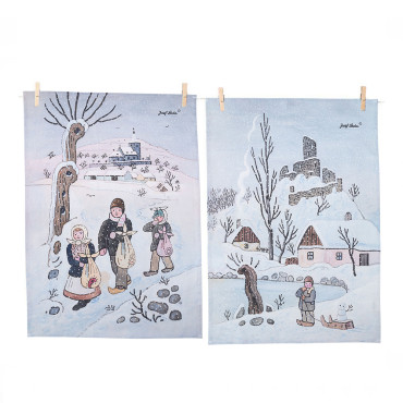 Bavlněné utěrky Bílá zima - rozměr: 50x70cm