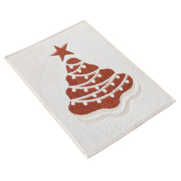 Vánoční ručník Perníkový stromeček, hnědobílá, 50x70 cm