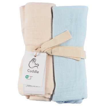 Dětské mušelínové pleny 70x70 cm - Béžová a modrá, 2 ks