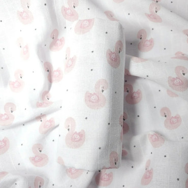 Látková plena růžová Labuť 90x100 cm, bavlna, OEKO-TEX