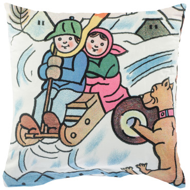Bavlněný povlak 40x40cm - Sáňky, Josef Lada design