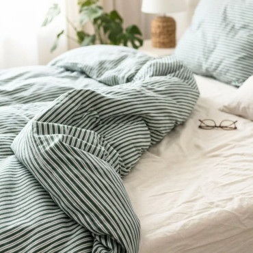 Luxusní české povlečení, zelené proužky, 140x200 cm